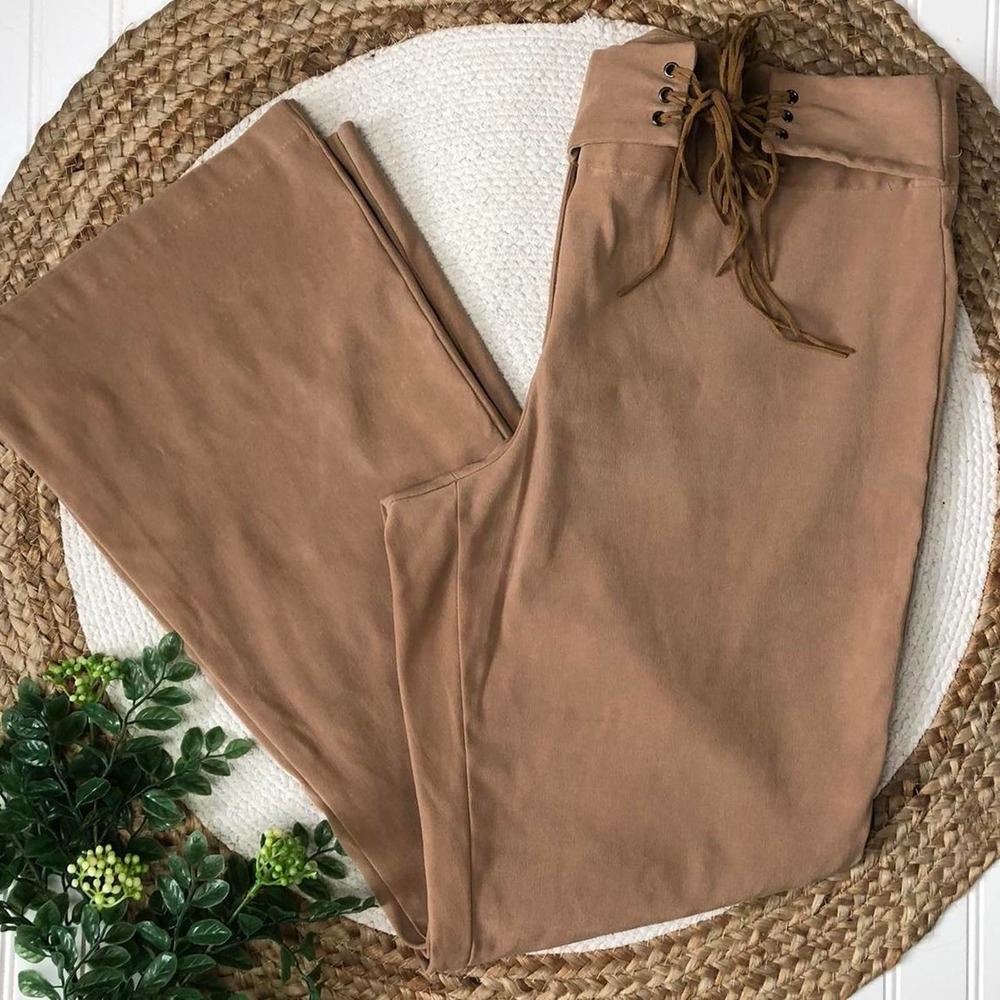 Y2K Retro Suede Tie Flares